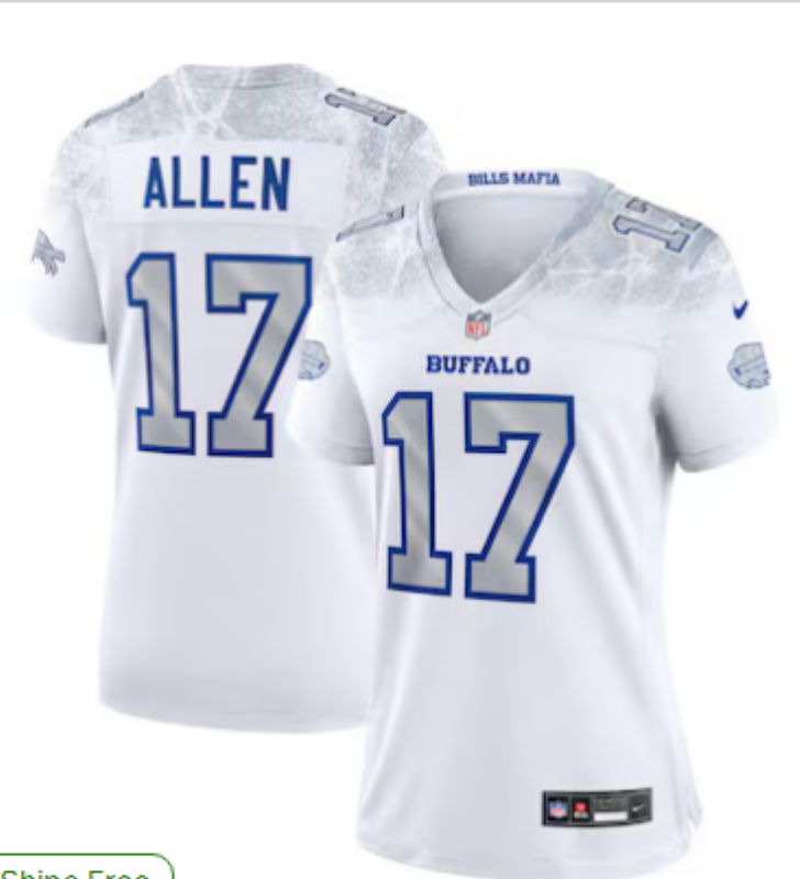 Women Buffalo Bills 17 Josh Allen Nike White 2025 Rivalries Collection Limited NFL Jersey